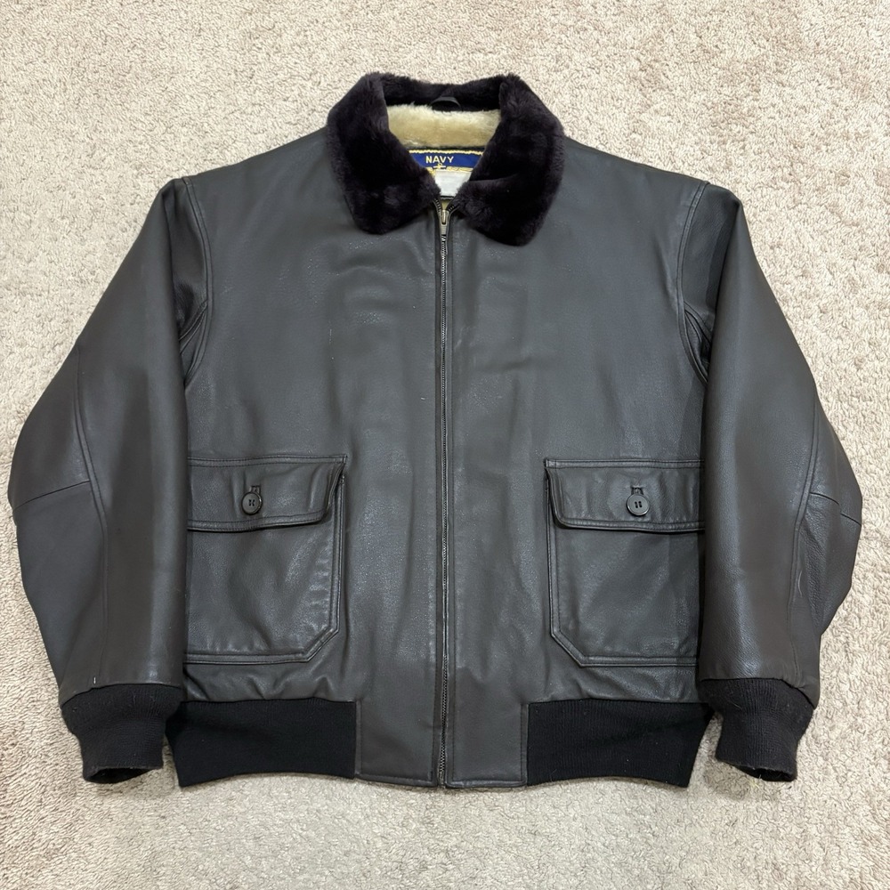 Vintage Airborne Leather Jacket Men's Medium Brown G-1 Flight Shearling Bomber